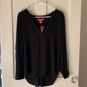 Catherine malandrino black v-neck blouse